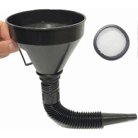 Entonnoir flexible, large ouverture, entonnoir flexible avec poignée, entonnoir automobile, compatible avec l'huile moteur, les liquides, le diesel, le kérosène et l'essence (1 x 5,2 pouces noir). (1/5)