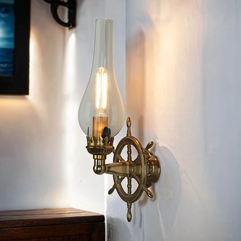 Lampe murale laiton verre Maritim E14 décoratif Applique intérieure salle de bain couloir salon (1/5)