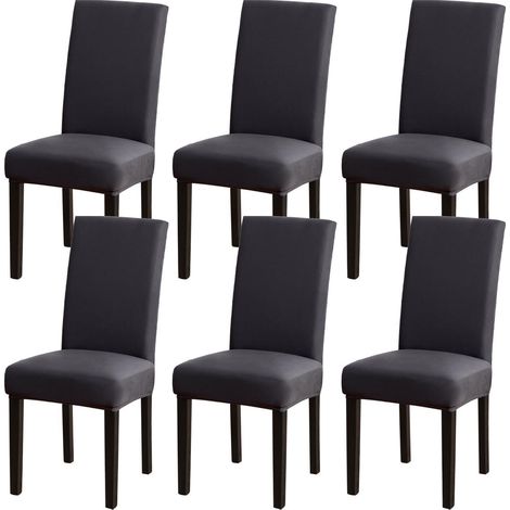 Stuhlhussen 6er Set, Stretch, Abnehmbar, Waschbar, Anthrazit (1/5)