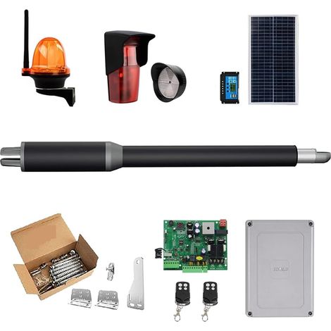 Kit d'ouvre-portes automatiques Ouvre-porte automatique à balançoire simple - 10 pieds de long 450 lbs Ouvre-porte à verrouillage électrique avec contrôle Wifi solaire pour accessoires de portail coul (1/5)
