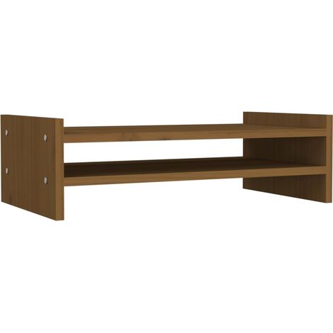 Soporte para monitor marrón miel 50 x 27 x 15 cm madera maciza de pino 020004451 (1/4)