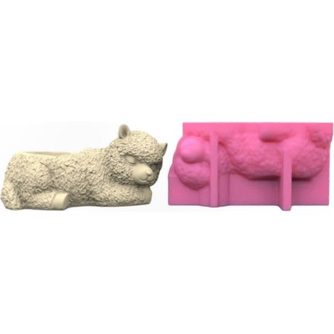 Moule en silicone pour bougie Alpaca, pot de fleurs cartoon, plateau de cire, décoration maison, résine créative, kit DIY artisanat (1/5)