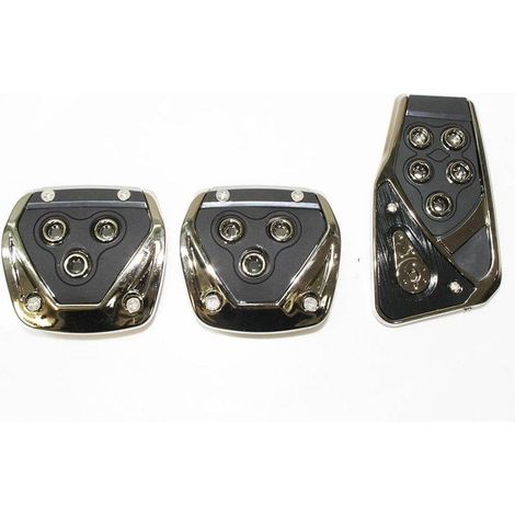 TRADE SHOP - Copri Pedali Cromato Acciaio Nero Ws1565 Auto Sportiva Tuning Antiscivolo Auto -