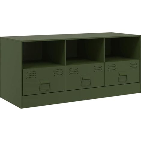 Maison Exclusive - TV-Schrank Olivgrün 99x39x44 cm Stahl