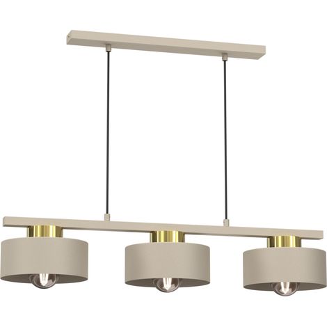 Suspension beige 3 abat-jour doré Marti Luminex E27