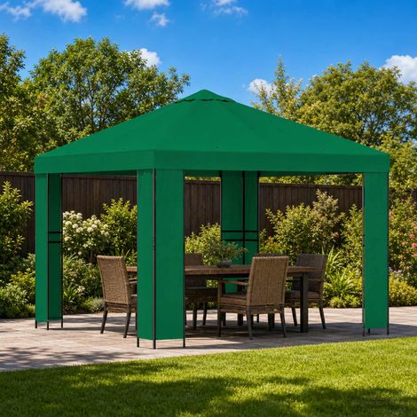 vidaXL Gazebo 3 x 3 m Verde Poliestere e Acciaio 190 gsm (1/4)