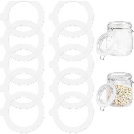 Lot de 10 joints d'étanchéité Weck - Blanc - Joints en caoutchouc réutilisables - Joints en silicone - Joints de rechange pour bocaux de conserve (1/5)