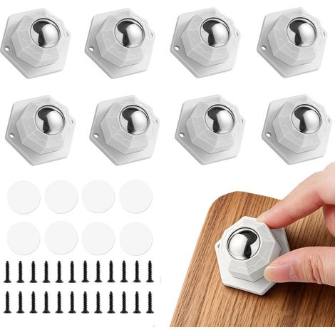 Roulettes pour meubles, 8 mini roulettes à billes, adaptées aux meubles lourds, aux appareils de cuisine et aux valises, blanches.