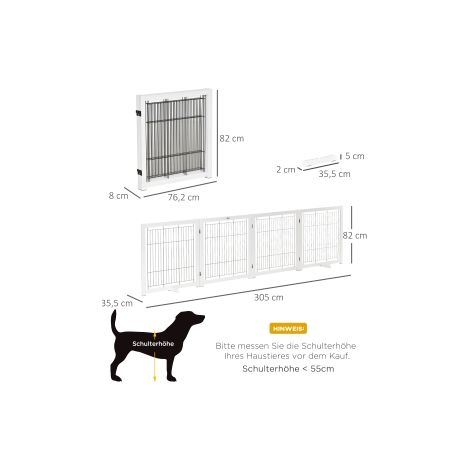 Barrière de sécurité blanche pour chiens en acier extensible avec portillon et fermeture sécurisée pour maison, escalier et entrée (1/5)
