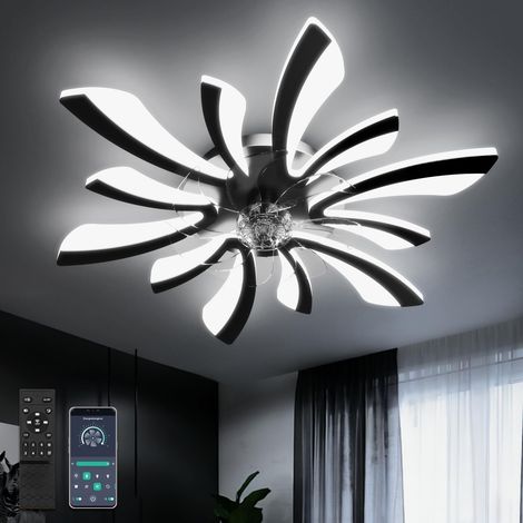 78cm Ventilateur de Plafond avec Lumière et Télécommande Grand Luminaire Ventilateur Plafond Dimmable 6 Vitesses DC Réversible été/hiver Plafonnier Ventilateur Silencieux pour Chambre Salon,Noir (1/5)