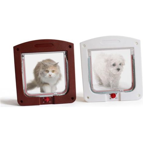 Sportello regolabile per piccoli animali, gattaiola in ABS bianco con telecomando per gatti e gattini, da assemblare. (1/5)