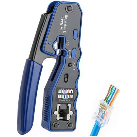 Pince à sertir RJ45 – Outil de sertissage, de dénudage et de coupe – Compatible avec les câbles de calibre 23 à 26 AWG – Conception ergonomique pour les installations réseau (1/5)