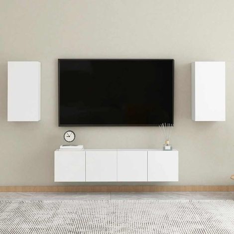 vidaXL Ensemble de meubles TV 4 pcs Blanc Bois d'ingénierie (1/5)