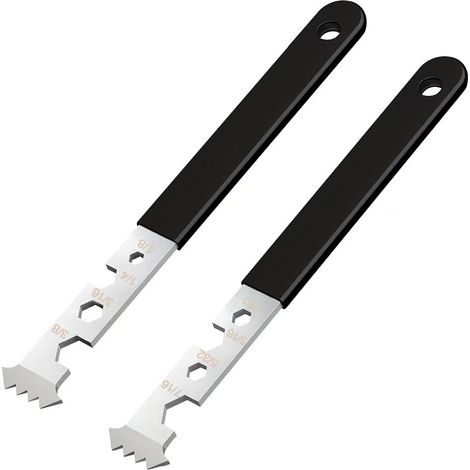Lot de 2 extracteurs de pavés en acier, outil de retrait briques avec micro‑dents et emplacements six pans, jardin terrasse (1/3)