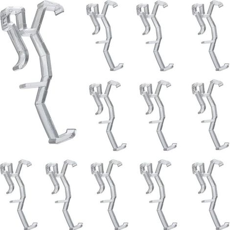 Lot de 12 clips de retenue cachés en plastique transparent de 6,3 cm pour cantonnière de fenêtre, pièces de stores horizontaux en faux bois et en bois (1/5)