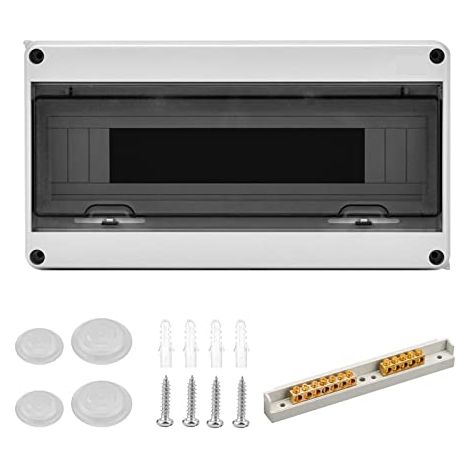 Boîtier Étanche IP65 pour Pièces Humides, Boîte à Fusibles en Saillie, Répartiteur Électrique Extérieur (15 Modules), Pour Jardin ou Colonnes de Chargement (1/5)
