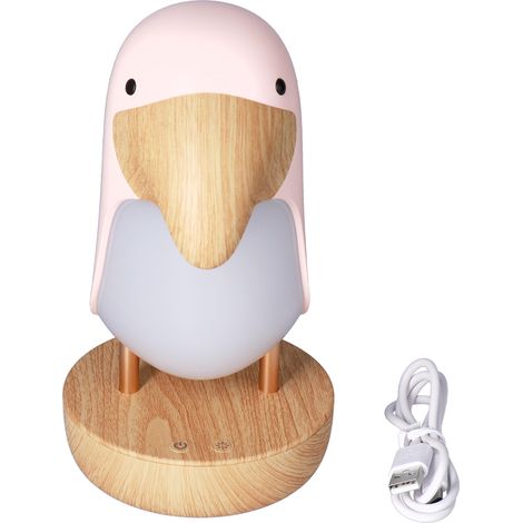 Lampe de nuit oiseau innovante avec éclairage respirant USB, décoration de chambre d'enfant rose