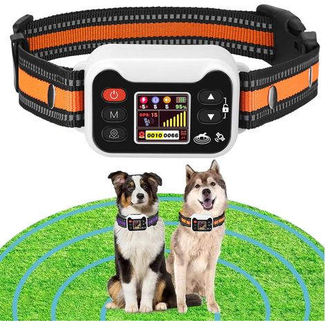 Clôture anti-fugue GPS sans fil pour chien, collier dressage étanche IPX6 rechargeable, portée réglable 15-2000m, 3 modes (1/5)