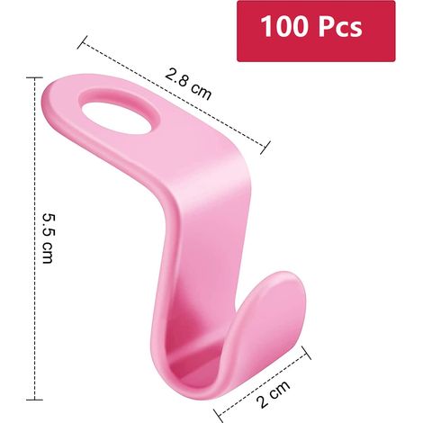MINKUROW 100 Ganchos Para Colgar Ganchos Para Ahorrar Espacio, Gancho De Conexión, Mini Colgadores En Cascada, Organizador De Armario, Ideal Para Ahorrar Espacio En Tu Vestidor (Rosa) (1/4)