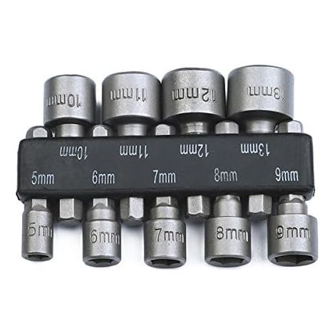 Nut Driver, 1/4" Hexagon Socket Head for Screwdriver, 9 Pack (5-13mm) (1/5)