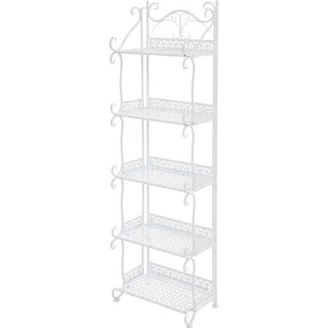 Étagère pliante à 5 niveaux - Capacité de charge : 30 kg - Pour cuisine, salle de bain et chambre à coucher - Blanc (1/5)