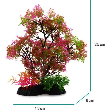 Plante Artificielle pour Aquarium Décoration d'Aquarium Arbre en Plastique Rose 25 cm (1/5)