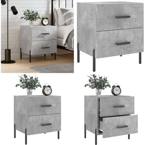 Table de chevet gris béton 40x35x47,5 cm bois d’ingénierie - armoire de chevet - armoires de chevet - Home & Living (1/5)