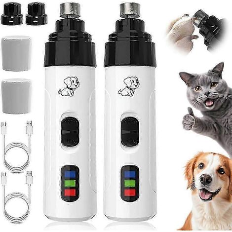 Heusom Silent Groom Pro Lime à ongles rechargeable USB pour chiens, lot de 2 limes à ongles pour chiens