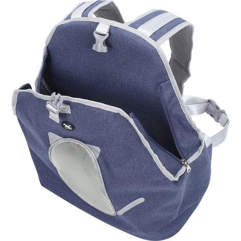 Sac à dos de transport pour animaux de compagnie respirant, sac avant pour chien avec sangle réglable, sac de voyage sécurisé pour chat, bleu (1/5)