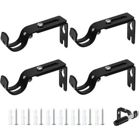 Rideaux et supports de rideauxSupport mural réglable - 4 pièces - Diamètre 20-25 mm - Supports de tringle - Métal - Rail à rideaux - Support de tringle à rideaux - Support mural - Télescopique - Ridea (1/5)