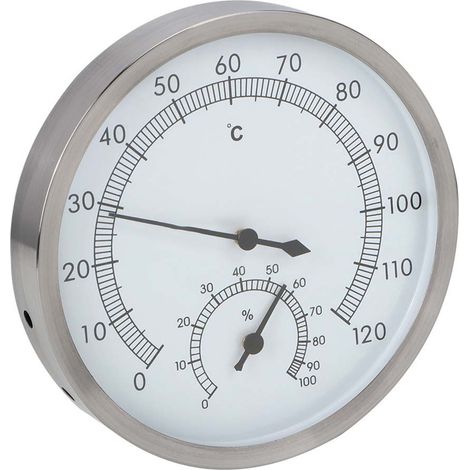 Thermomètre-hygromètre 2 en 1 en acier inoxydable pour sauna et hammam, intérieur (1/5)