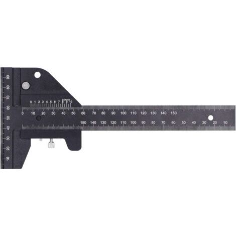 Pair Règle Droite Règle de Traçage de T en Alliage d'aluminium Règle de Marquage Outil de Mesure pour le Travail du Bois 0150 mm 0,05 mm T-Rule 210 mm