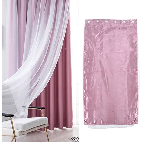 Rideaux transparents à double épaisseur et motif étoiles ajourées, parfaits pour les chambres et les salons romantiques de style princesse, rideaux tendance prêts à poser roses à double épaisseur et é (1/5)