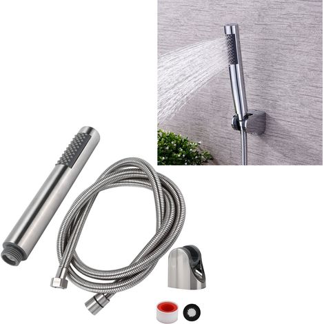 Cabezal de ducha fijo – Cabezal de ducha de acero inoxidable pulido con ducha de mano y soporte – Juego de 3 piezas (1/5)