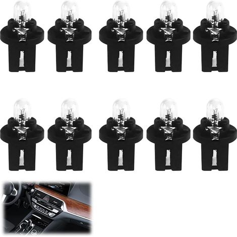 Pack de 10 Ampoules LED T5 pour Tableau de Bord de Voiture, 12V 1,2W, Lumière Jaune Clair, Compatible avec Numéros de Pièce T5