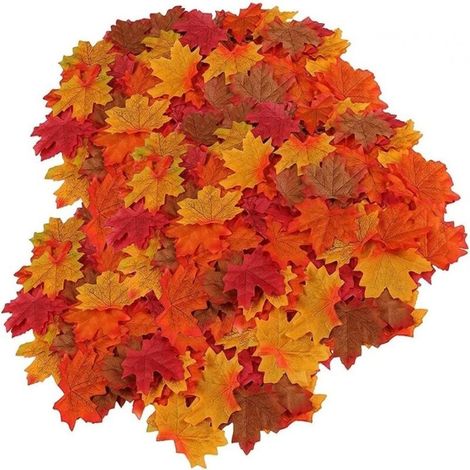 200 künstliche Ahornblätter in verschiedenen Farben, realistische künstliche Ahornblätter, Herbstlaubgirlande für Halloween, Herbstdekoration, Party
