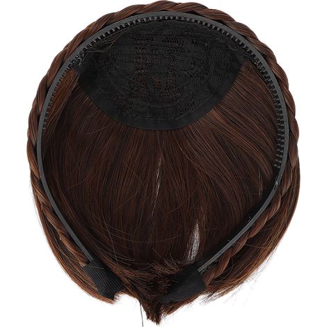 Perruque à frange française pour femme, patch invisible naturel d'une seule pièce, châtain clair, pour flatter la forme du visage. (1/5)
