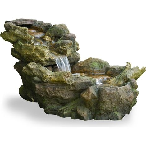 Ubbink – Fontaine de jardin chute d'eau Aspen – Éclairage LED 5 points – Pompe 1600 l/h – Dimensions H 50 x L 50 x P 105 cm – Matériau polyrésine