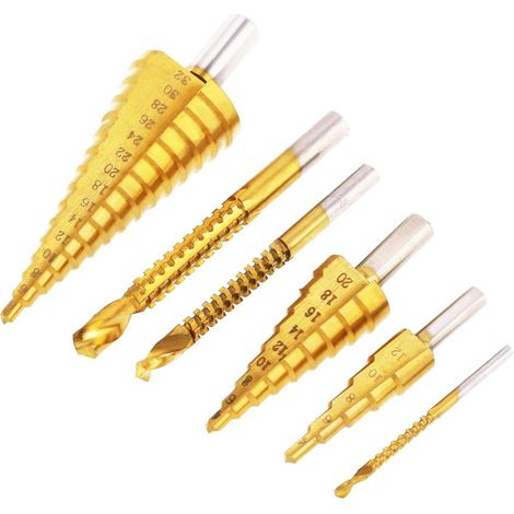 Mèche Étagée Et Scie Cloche - Acier Hss Titane Pour Métal Et Bois - Perçage Tôle Aluminium - Lot De 6 Pièces (1/5)