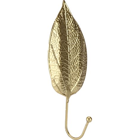Crochet métallique créatif mini cintre en forme de feuille dorée fonctionnel et élégant pratique pour porte de placard (7,8 x 18,9 x 4,5 cm) (1/5)