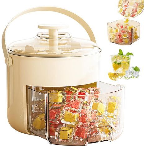 Bac à glaçons avec couvercle, bac à glaçons réutilisable de 40 cubes, bacs à glaçons faciles à empiler, ensembles de seaux à glace pour congélateurs, anti-déversement pour boissons, café et cocktails. (1/5)