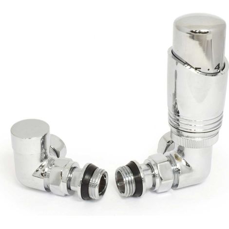 West Delta Corner TRV Thermostatic Radiator Valve and Lockshield - Chrome (1/5)