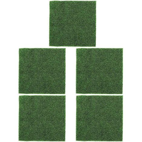 Tapisserie Gazon Synthétique 5 Pièces Forme Carrée 30x30cm, Pelouse Artificielle pour Décor Miniature Paysage DIY, Jardin Extérieur (1/5)