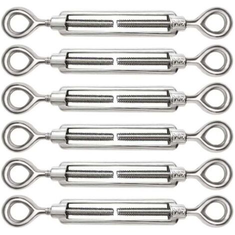 BUNTHAUS PA 6 Pièces Tendeur Câble Acier Inoxydable 304 M5 Réglable Œil à Œil Pour Câble (1/4)
