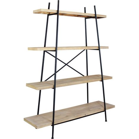 Mobile scaffale da interno in legno e metallo a 4 ripiani Linea Classic Pyramid (1/5)
