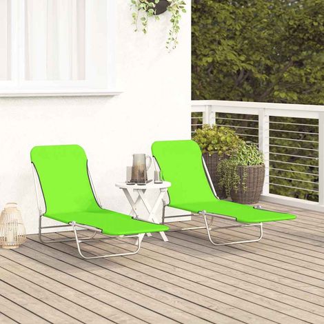 Maison Exclusive - Lettini Prendisole Pieghevoli 2pz in Acciaio e Tessuto Verde (1/5)