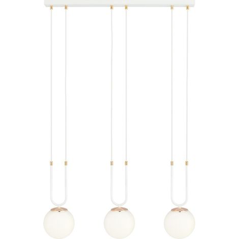 Lampada a Sospensione Glam, Acciaio verniciato a polvere, Vetro, Bianco, 70x115x15 cm (1/5)