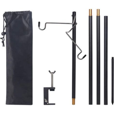 Support de lanterne pliable, support de lampe portable, crochet, support de lampe pliable pour camping, pêche, pique-nique, noir (1/5)