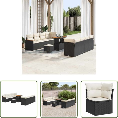 Gartenmöbel - Gartensofa-set 11 pcs Schwarz Poly-Rattan (1/5)