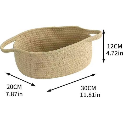Ce panier de rangement en corde de coton kaki mesure 3012,520 cm et convient pour ranger des jouets, des articles ména (1/5)